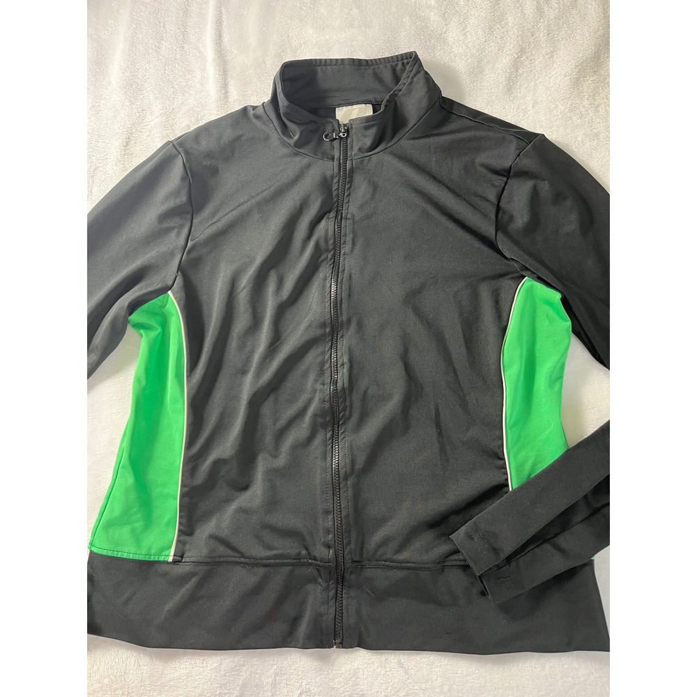 Prospirit Athletic Gear Mens Track Jacket Black Green Full Zip‎ Size L
